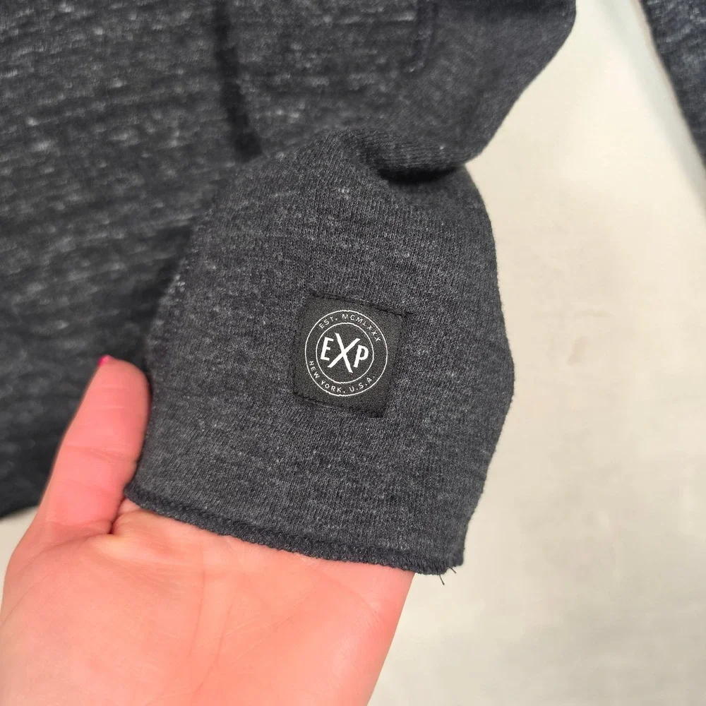 Express Henley Shirt Mens‎ Large Charcoal Gray Waffle Knit Minimalist Grunge